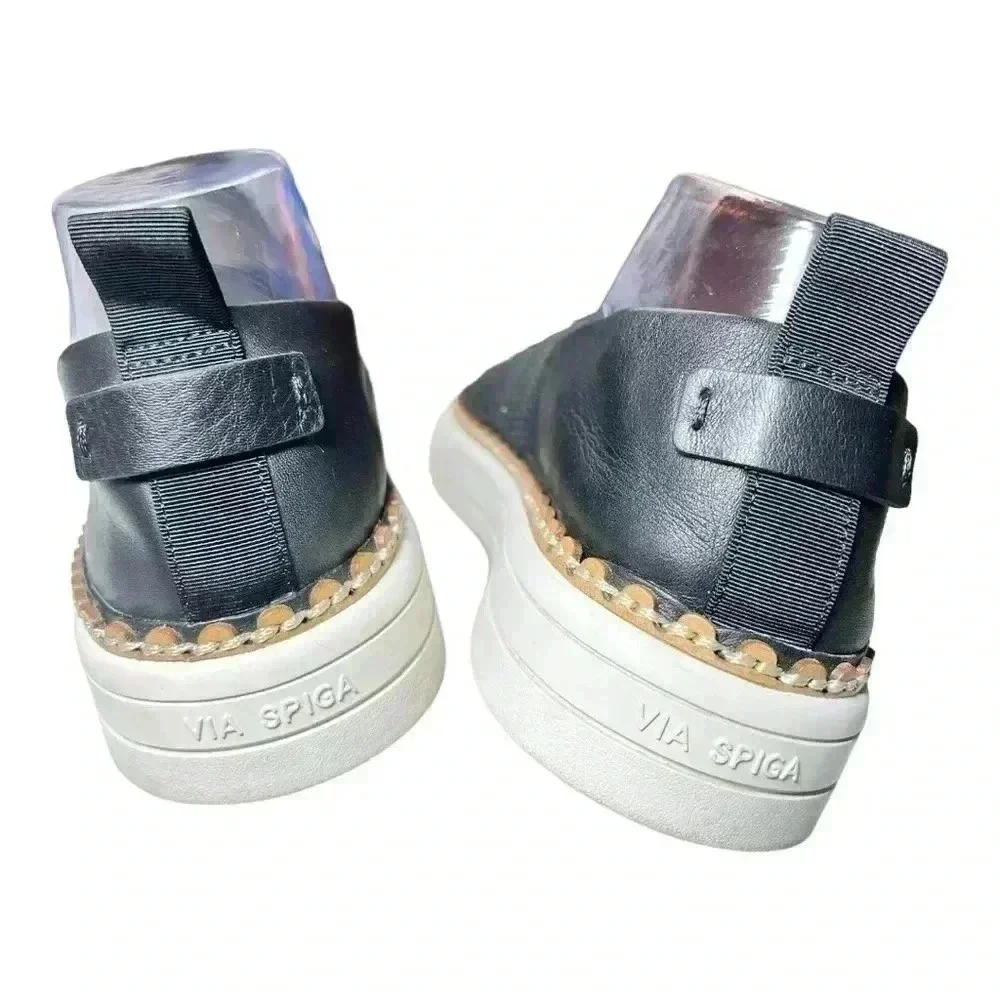 Via Spiga Women’s Ora Slip On Platform Sneakers BLK and White Size 8.5 Preowned